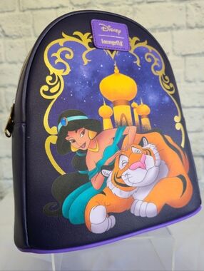 Loungefly Aladdin Princess Jasmine & Tiger Rajah Disney Mini Backpack Bag New